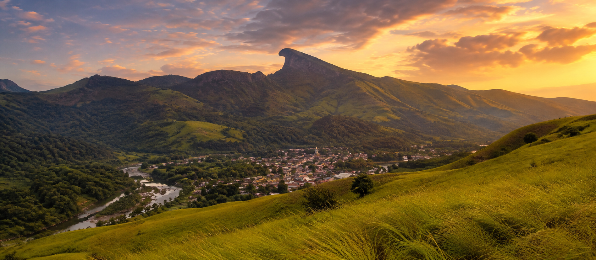 Coffee estates and Mullayanagiri peak, Chikmagalur, Karnataka