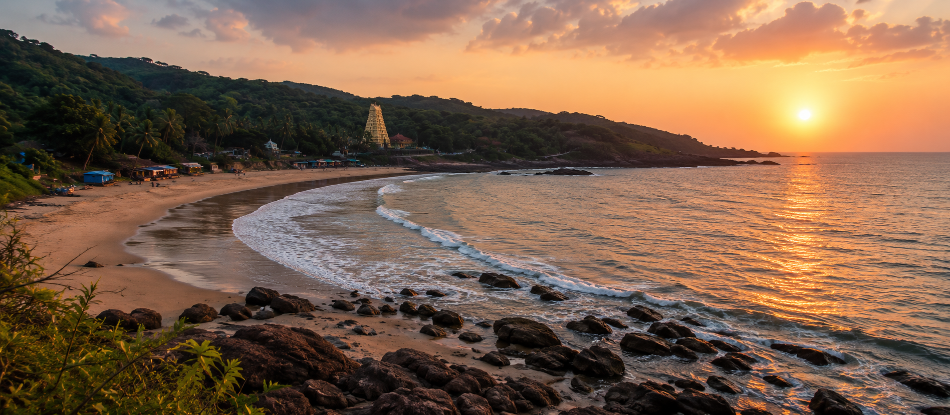 Om Beach and Mahabaleshwar Temple, Gokarna