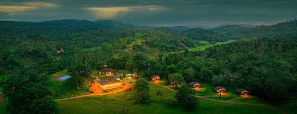 Aerial drone view of Sterling Kadumane Hills Sakleshpur