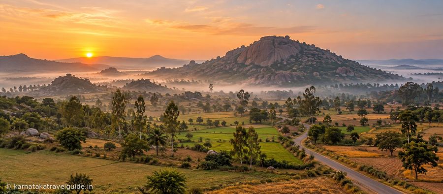 Day trip landscape near Bangalore with hills heritage and countryside